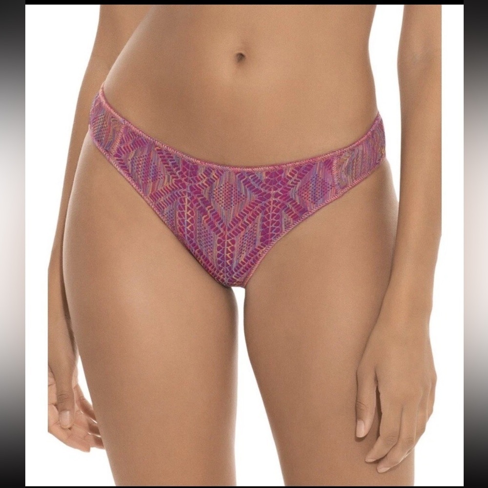 RARE BECCA NWT Virtue Mosaic Crochet Lined Bikini Bottoms—S